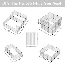 DIY Small Animal Playpen with Door, 12 Pc Metal Wire Fence for Pets, Indoor