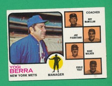 VG-EX ORANGE VARIATION YOGI BERRA HOF 1973 TOPPS #257 UNCREASED SOLID TPHLC-3088