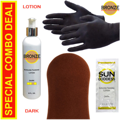BRONZE - Sunless Self Tanning Lotion - DARK - 8 oz + Best Tanner Mitt!