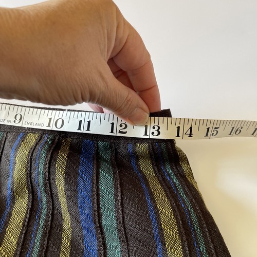 Two Way Collection Womens Skirt 8 Brown Blue Yellow stripe Pleated Vintage Wool - Bild 4 von 8