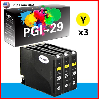 (3-Pack,Yellow) PGI-29 PGI29 Ink Cartridge PGI29Y for PIXMA Pro1S Pro1 Printer