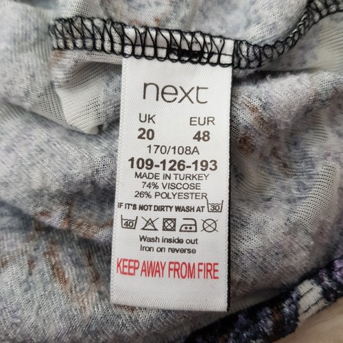 NEXT Summer Blouse Top Tunic Size 20 Navy Blue Floral Sheer Stretch Cap Sleeve - Picture 6 of 7