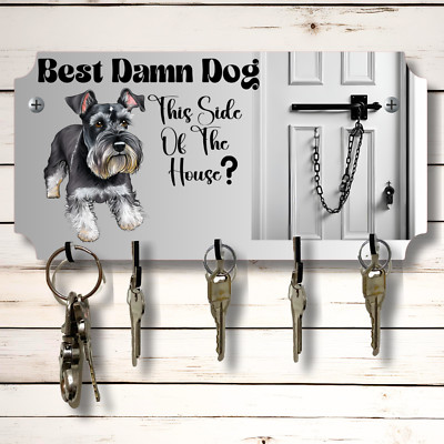 Schnauzer Dog Key Wall Rack Holder Mount Organizer 10''x5 Sublimated MDF Board