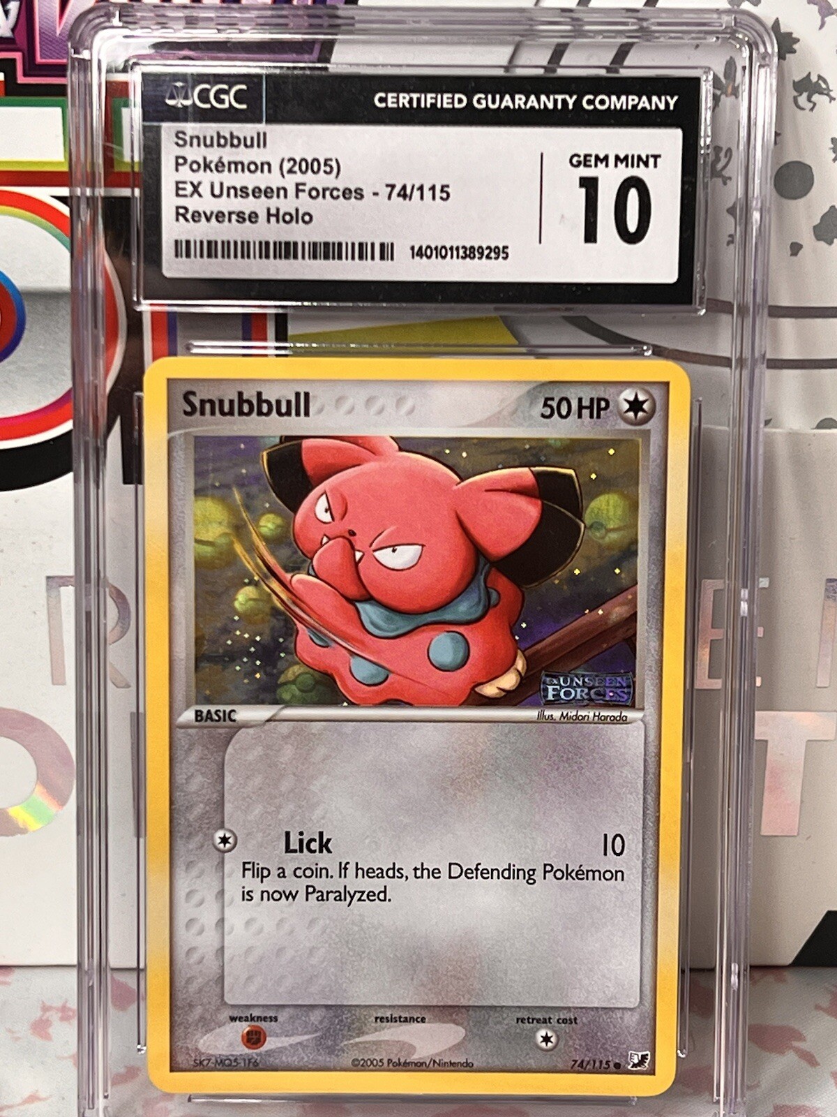 2005 Pokemon Ex Unseen Forces #74 Snubbull Inverted Reverse Holo Layer CGC 10