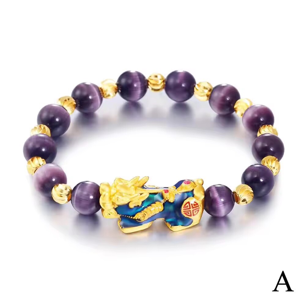 Feng Shui Amethyst PiXiu Bracelet for Wealth Luck Jewelry Gift