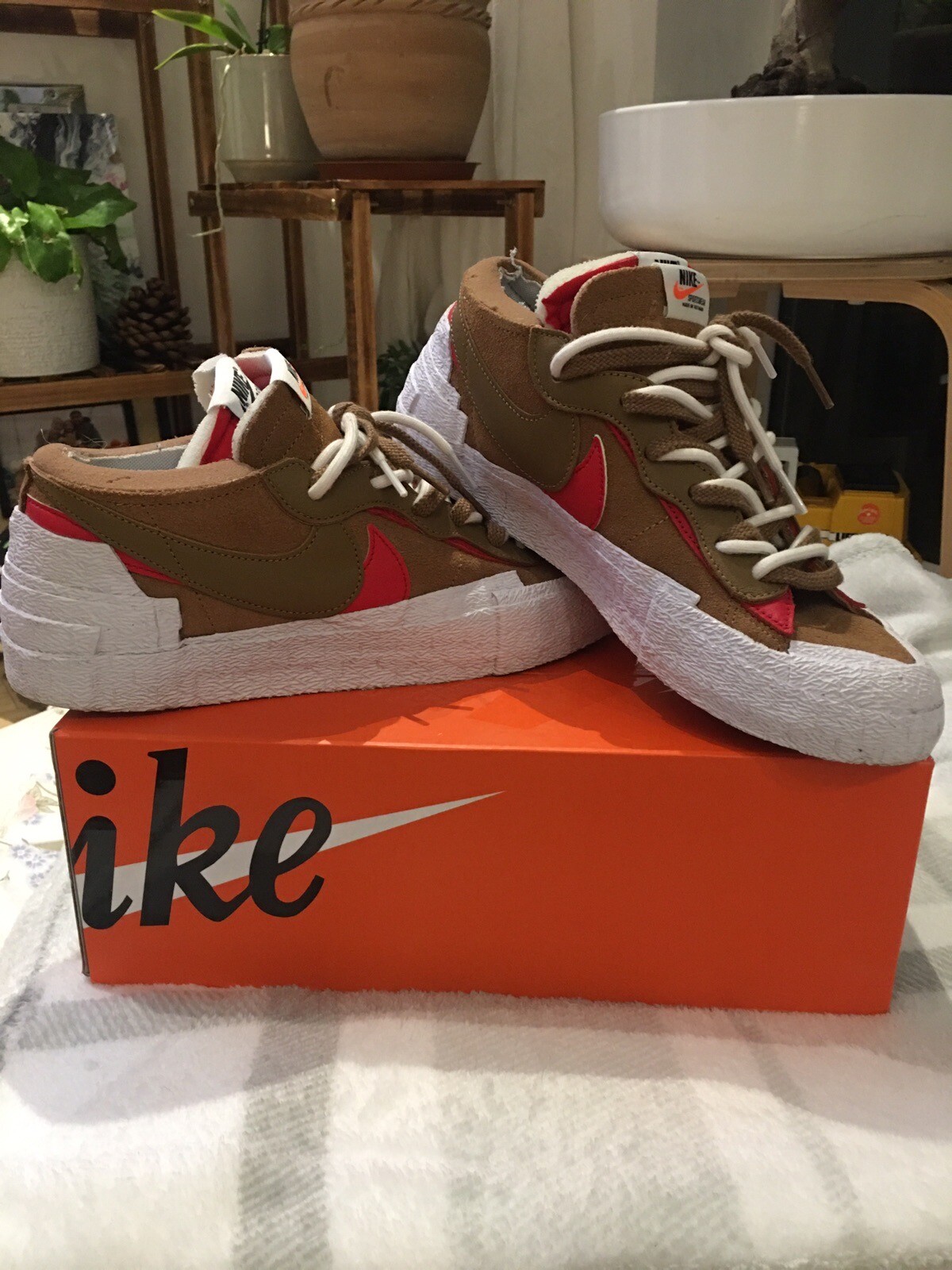 SACAI X NIKE Nike X Sacai Blazer marrone basso britannico UK 8 5