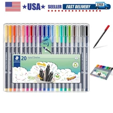 Triplus Fineliner Assorted Colors - Ergonomic .3mm Fine Tip Pens, 20 Pack