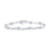925 Sterlingsilber Echtem Diamant 5Mm Rund & Unendlichkeit Link Armband 1/6 Ct