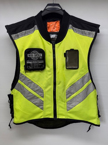 Icon Mil Spec Mesh Motorcycle Safety Vest Mens Yellow Hi Viz Reflective