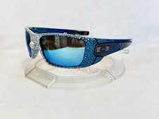 Custom Oakley Fuel Cell Blue Confetti Sunglasses with Blue Mirror Lenses