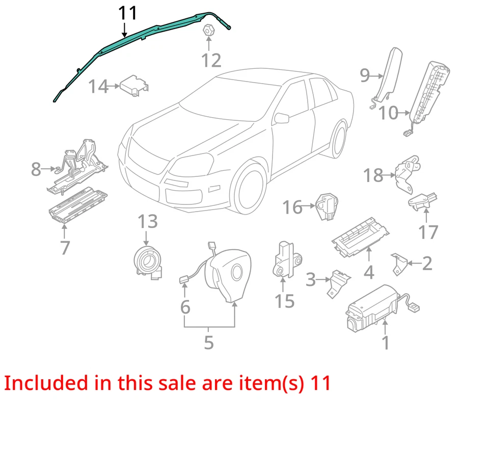 2010-2014 Volkswagen Golf GTI LH Driver Roof Curtain Airbag OEM - Изображение 4 из 4