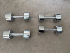 Chrome Dumbbells. 9kg Pair + 7kg Pair (27cm + 25cm Wide). Top Quality. Cost £90