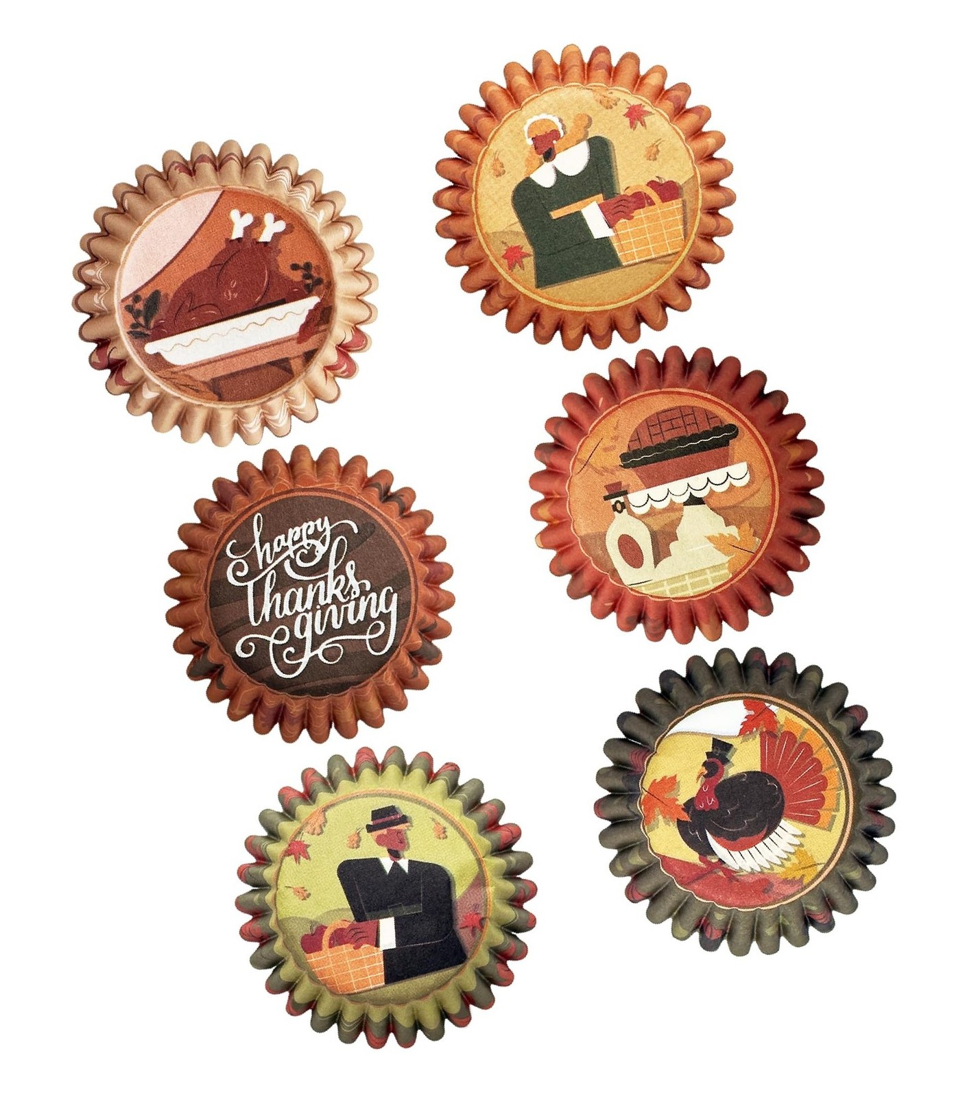 qiqee Cupcake Liners Thanksgiving Turkey Papers Baking Cups Wrappers Fall Muf...