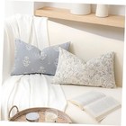 Farmhouse Decorative Lumbar Throw Pillow Cover 12X20 20" x 12" (Pack of 2) Blue