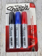 3 Count Sharpie King Size Permanent Markers Large Chisel Tip Black Blue Red