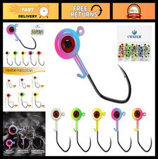 Painted Crappie Jig Heads 3D Eyes Fishing Hooks with Wire Keeper Lures for