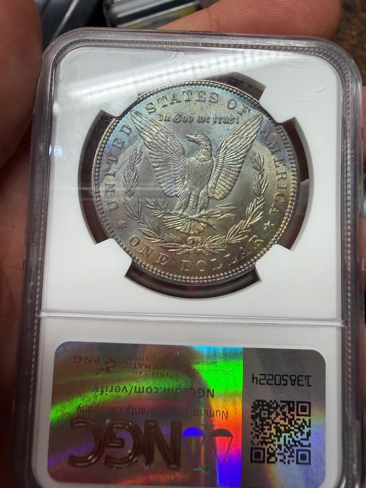 Beautiful EOR Reverse Toning 1887-P Morgan Silver Dollar- See Video! MS-63 NGC - Image 4 of 4