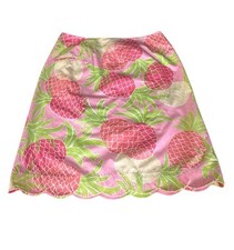 Lilly Pulitzer Tropical Punch Pink Green Pineapple Lined A-Line Skirt Size 8