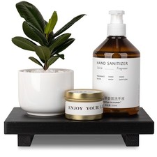 Bathroom Tray Wood Riser Kitchen Decor Soap Holder, 9" x 6" Black Waterproo...