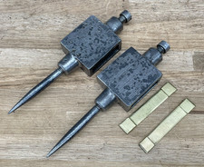 2  Steel Trammel Points & Brass Beam Clamps Scribing Old Tool