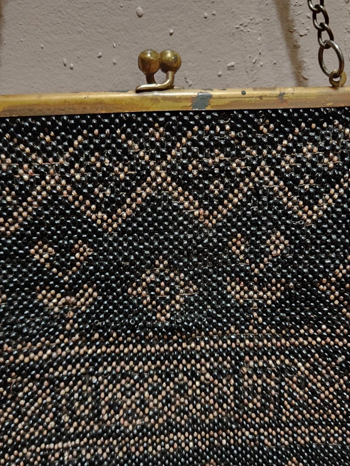 Monedero vintage diseño Art Deco con cuentas aleta usado  Foto 4 de 4