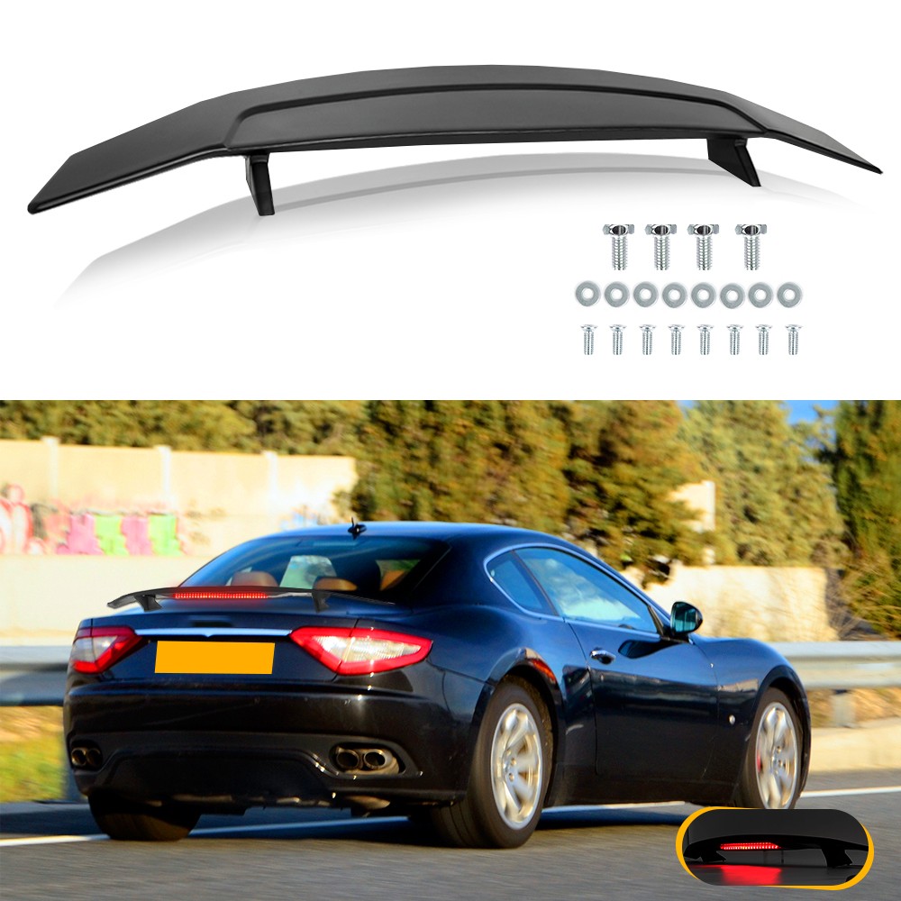 For Maserati GranTurismo 52" GT Rear Wing Spoiler Matte Black w/ Led Brake Light