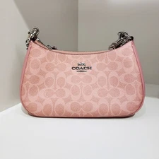 Hard to Find COACH Teri Shoulder Bag Dusty Pink Signature Canvas Crossbody CV933