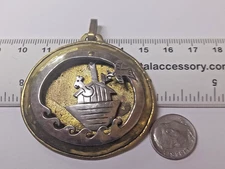 JEEP COLLINS STERLING , BRASS NOAH'S ARK SHADOWBOX STYLE PENDANT 2 X 2 1/4"