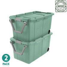 Sterilite Extra Large 40 Gallon Wheeled Industrial Storage Bin, Green, 2 Pack