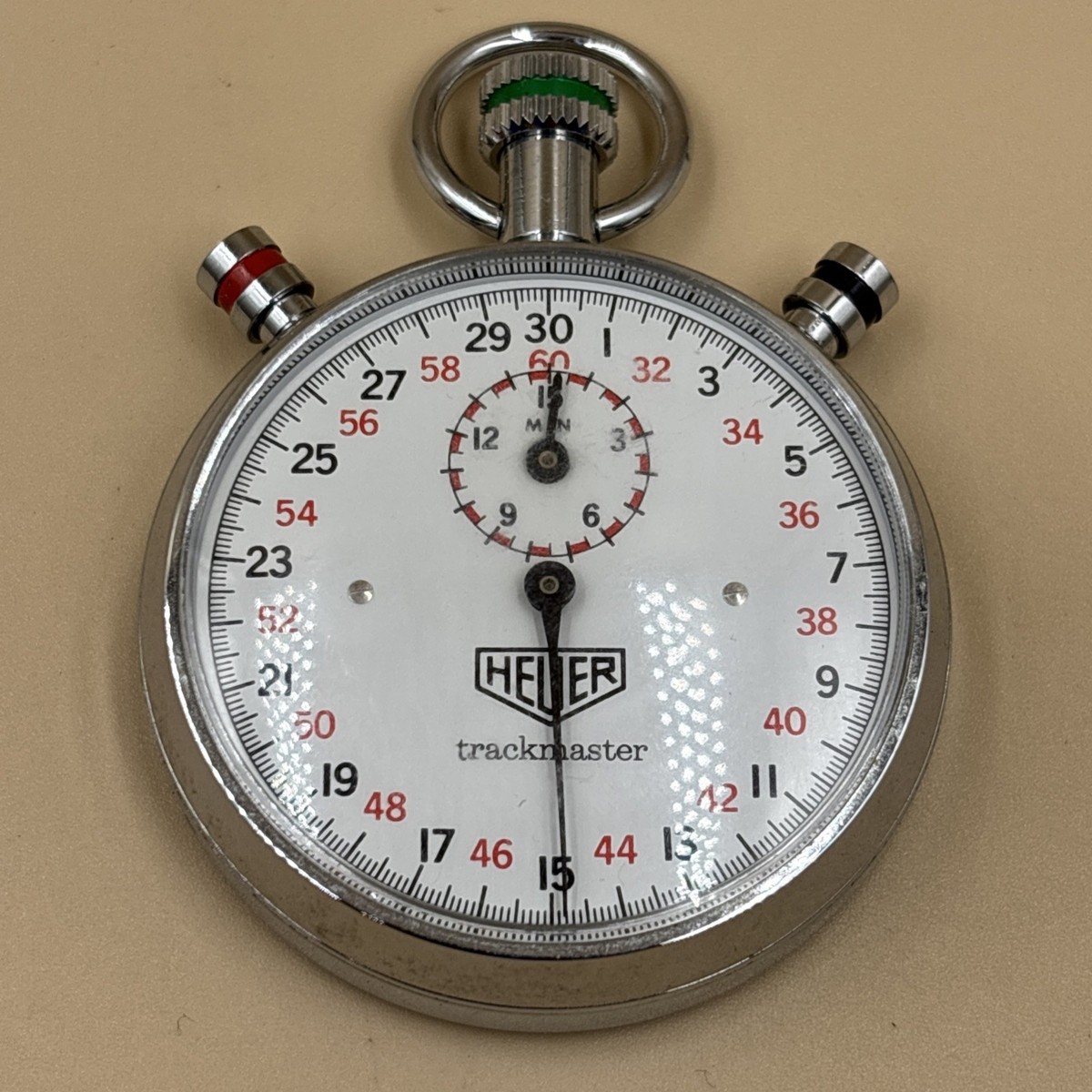 Heuer Trackmaster Stopwatch White Dial Working | eBay
