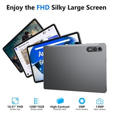 10.51" HD Tablet Pad Android 13 128GB Octa-Core Netflix Dual Camera WiFi5 4