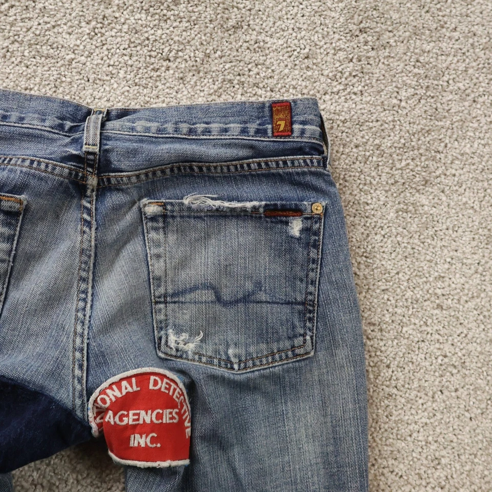 Seven For All Mankind Jeans Womens 28 low rise flared Distressed patch 32X29 - Image 4 of 4