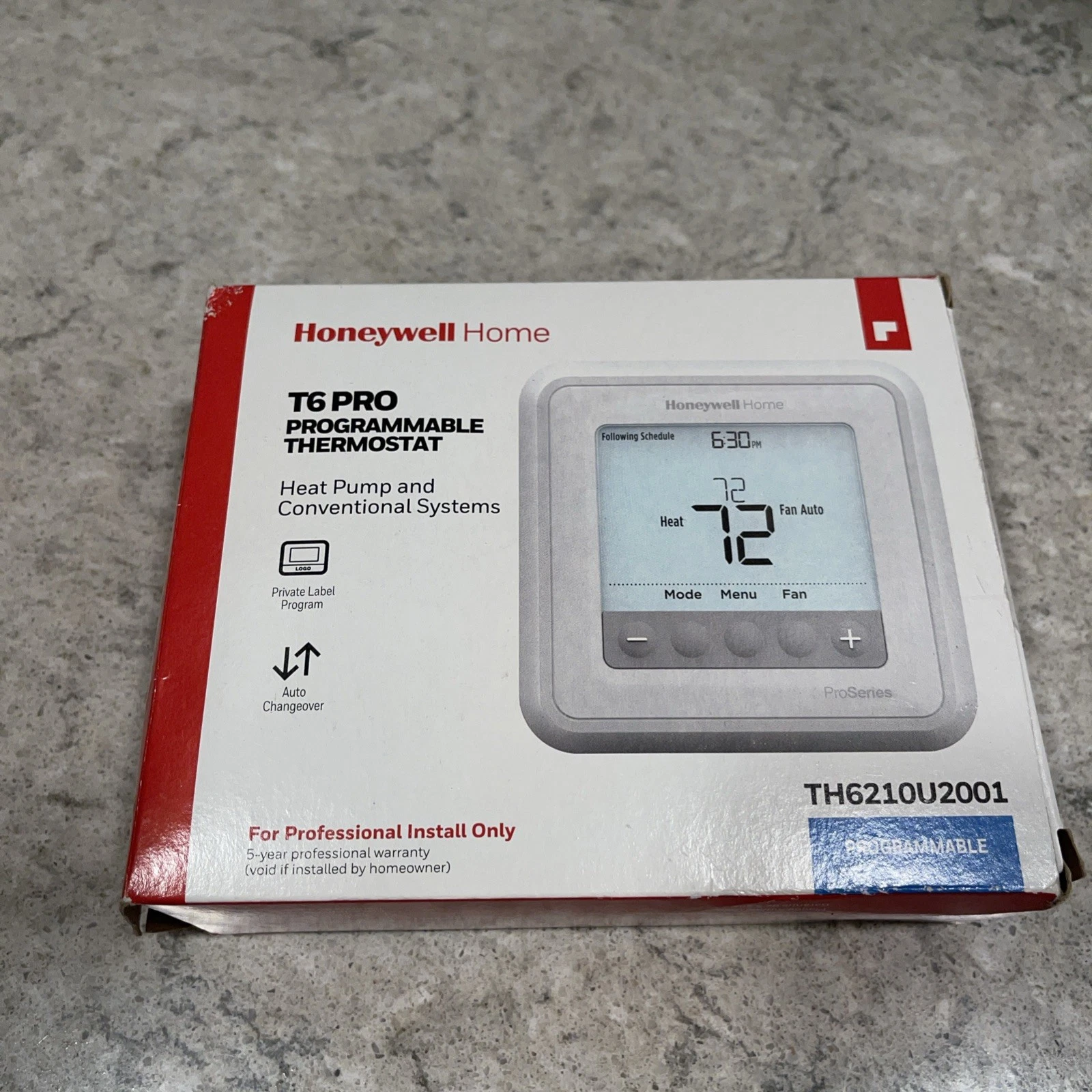 Honeywell - TH6210U2001 - T6 Pro Programmable Thermostat - NIB