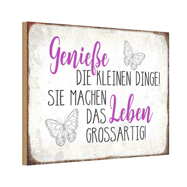Holzschild 12X18 Cm GenießE Kleine Dinge Das Leben Dekoration Deko Geschenk Holz-image