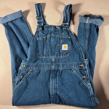 Carhartt Medium Wash Denim Men's Overalls 100 Cotton 36x28 Workwear Carpenter
