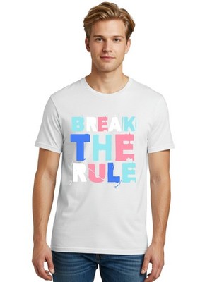 Break-The-Rule Mens Graphic Tee,100% Cotton,Casual Summer Wear