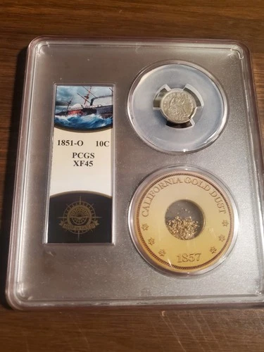 SS Central America Lost Treasures.  GOLD!! seated Liberty Dime 1851-O XF45!!