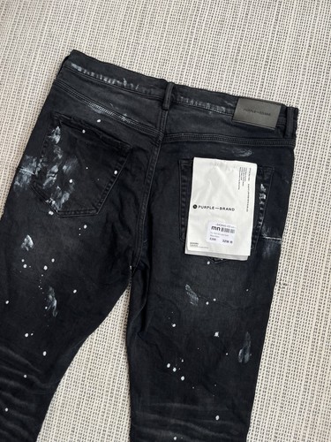 Jeans viola marca P001 con spacco al ginocchio - 32 W / 32 L - resina nera £ 200 + prezzo consigliato - Foto 12 di 17