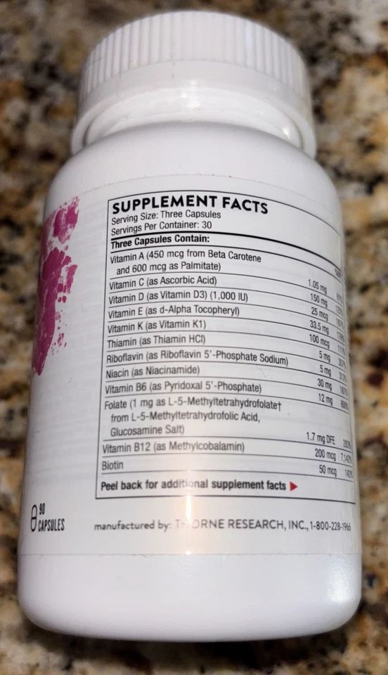 Suplementos prenatales básicos Thorne Research 90 unidades - nuevos/sellados - caducidad 06/2026 Foto 2 de 4