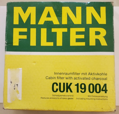 Mann Filter CUK 19 004 Cabin filter with activated Charcoal New Open Box