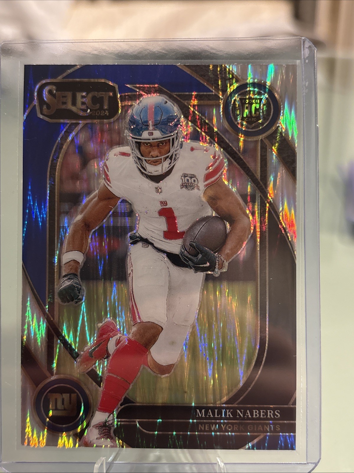 2024 Panini Select - Club Level Malik Nabers #220 Red & Blue Shock Prizm (RC)