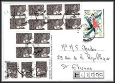 96019 N°3444 LUQUET X 15 France lettre cover bel affranchissement beziers 2019