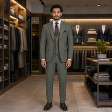 Luxury Sage Green 3 Piece Men  s Suit   Premium Slim Fit Wedding  Business Wear