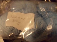 MIXED BLUE YARN LEFTOVER FROM PRJECTS TOTAL WEIGHT 118G
