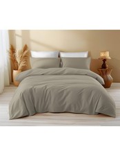 Housse de couette en coton uni taupe - Sleep Time, 100 % pur coton, douce, respi
