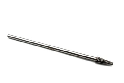 TEMO SL-3L6 Double Cut Carbide Rotary Burr File 3/8'' 14deg Cone, 1/4''D 6''L Shank