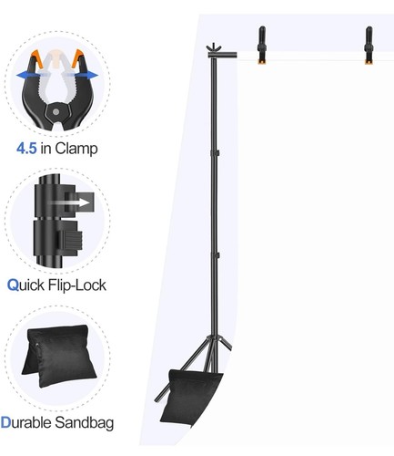 EMART Supporto per Sfondo 10’x7,8’ Studio Fotografico Supporto per Sfondo Regolabile - Foto 10 di 11