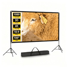 Projector Screen 120 inch Portable Outdoor Projection 16:9 4K HD with Stand Bag
