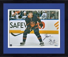 Framed Zach Hyman Edmonton Oilers Signed 16x20 Navy Skating Photo
