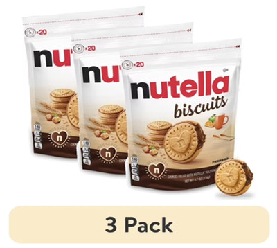 Nutella Biscuits Cookies filled with Nutella Hazelnut Spread, 9.7 OZ ( 3 Pack)